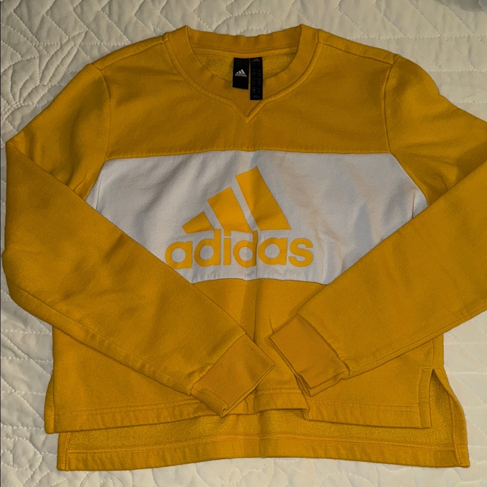 Women’s Adidas Golden Yellow and White Crewneck